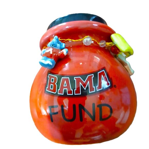 ALABAMA FANS - ***BAMA Fund Red & Black Pottery Bank with BAMA Charms*** - Picture 1 of 4
